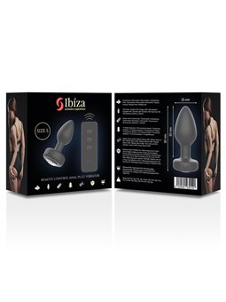 Ibiza - Black Silicone Vibrating Anal Plug with Remote Control Size S
