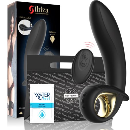 Ibiza - Vibratore Anale Vaginale Gonfiabile in Silicone Nero 16,5 Cm