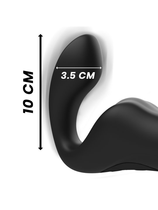Ibiza - Black Silicone Up and Down Strap-On Vibrator with Remote Control