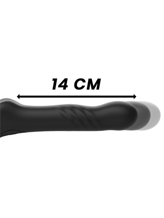 Ibiza - Black Silicone Up and Down Strap-On Vibrator with Remote Control
