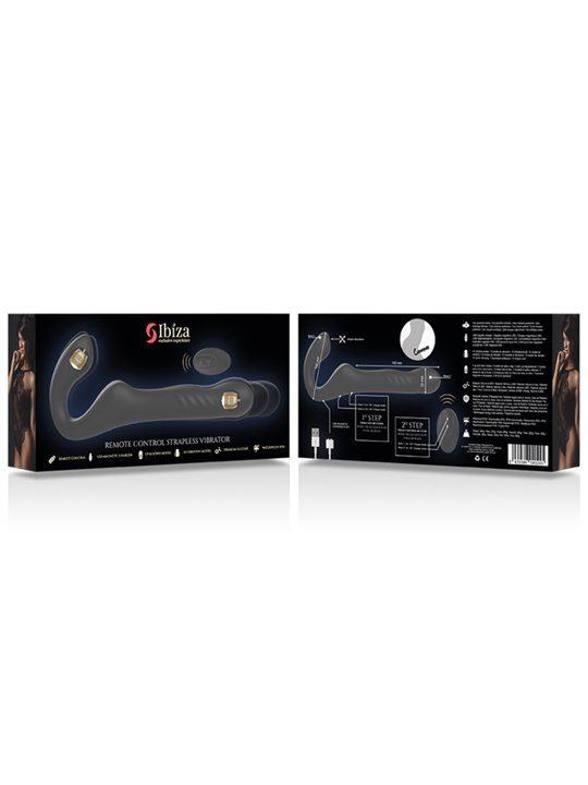 Ibiza - Black Silicone Up and Down Strap-On Vibrator with Remote Control