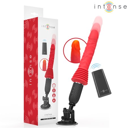 Intense Cynthia - Vibratore a Spinta in Silicone Rosso con Telecomando