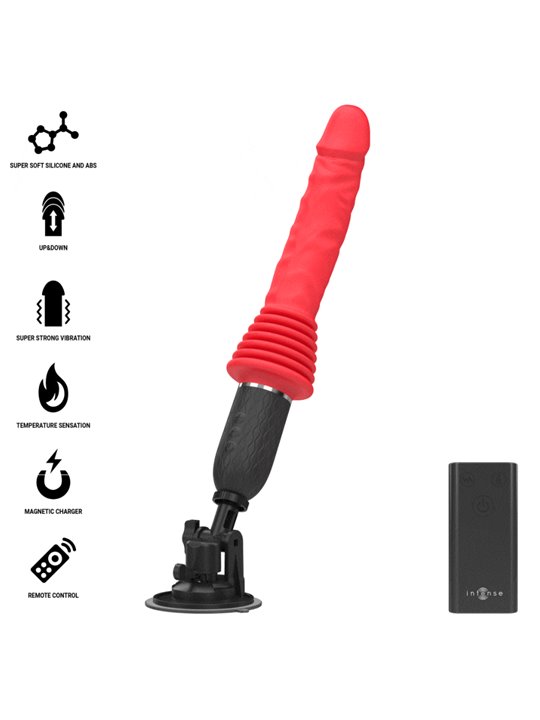 Intense Cynthia - Red Silicone Thrusting Vibrator with Remote Control