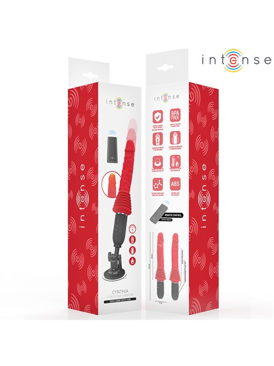 Intense Cynthia - Vibratore a Spinta in Silicone Rosso con Telecomando