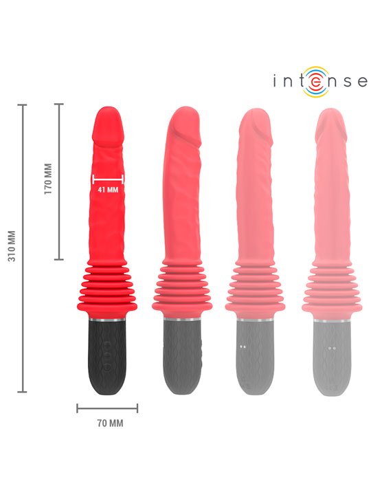 Intense Cynthia - Red Silicone Thrusting Vibrator with Remote Control