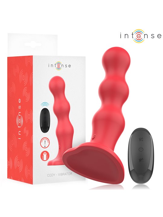 Intense Cody - Vibratole in Silicone Rosso con Ventosa e Telecomando