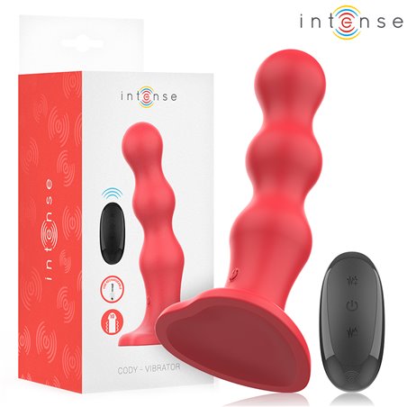 Intense Cody - Vibratole in Silicone Rosso con Ventosa e Telecomando