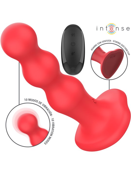 Intense Cody - Vibratole in Silicone Rosso con Ventosa e Telecomando