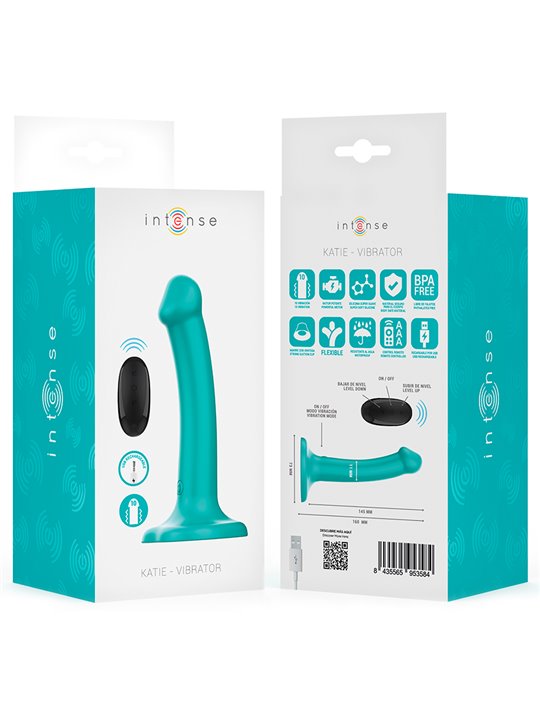 Intense Katie - Blue Silicone Vibrator with Suction Cup and Remote Control