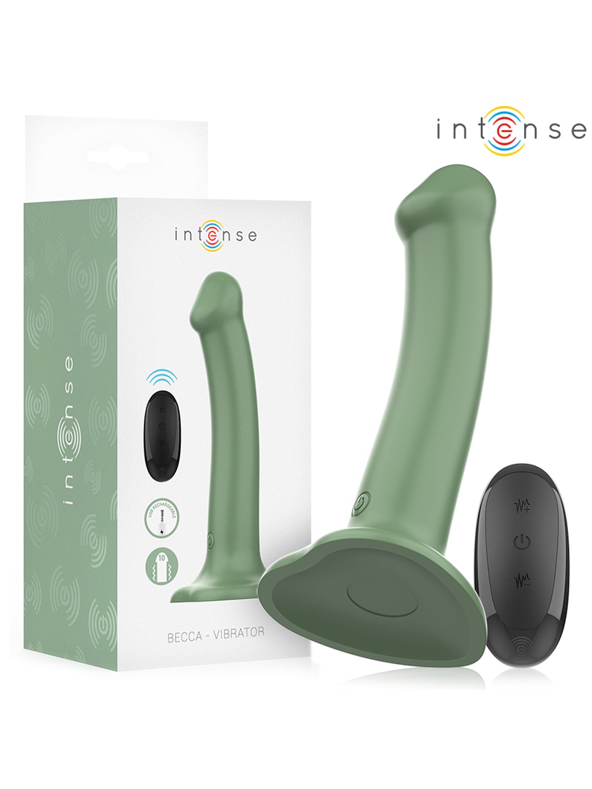 Intense Becca - Vibratore in Silicone Verde con Ventosa e Telecomando