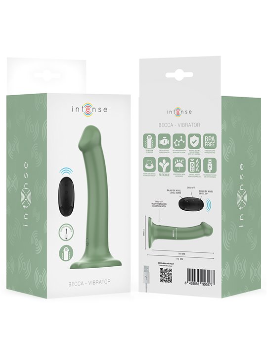 Intense Becca - Vibratore in Silicone Verde con Ventosa e Telecomando