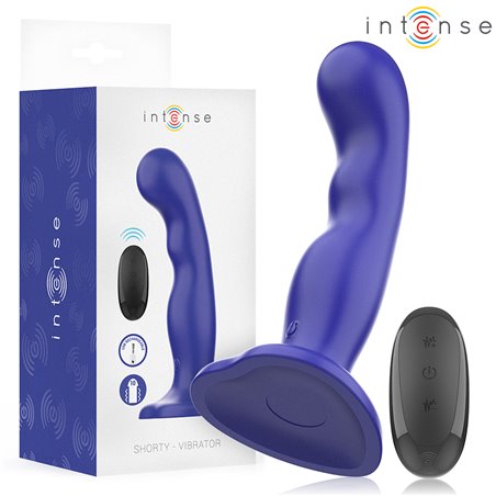 Intense Shorty - Vibratore in Silicone Blu con Ventosa e Telecomando