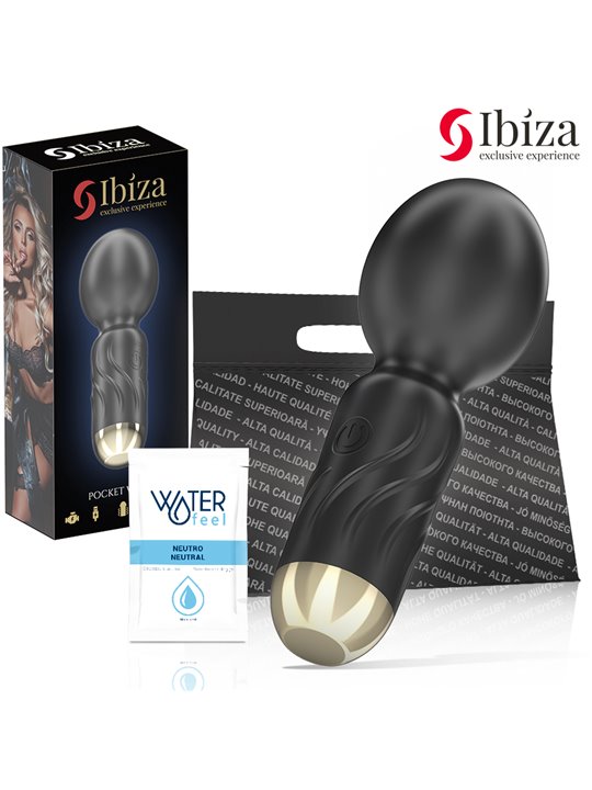 Ibiza Pocket Wand - Mini Vibratore a Bacchetta in Silicone Nero