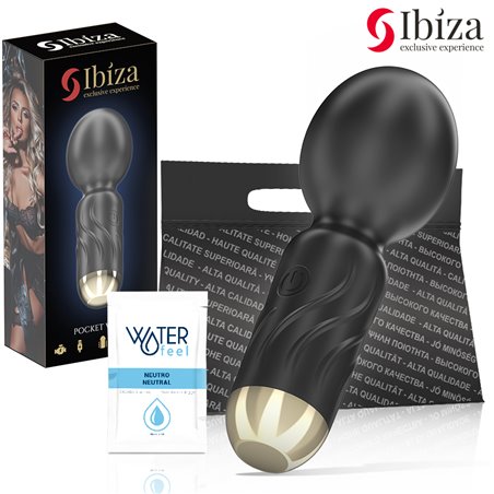 Ibiza Pocket Wand - Mini Vibratore a Bacchetta in Silicone Nero