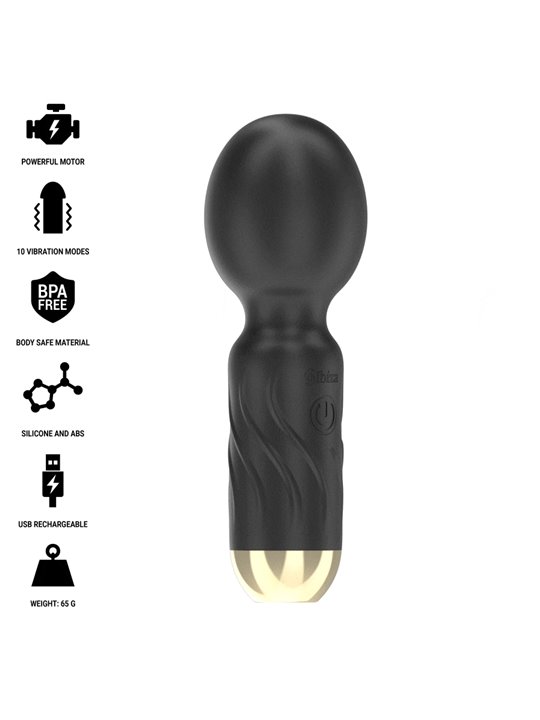 Ibiza Pocket Wand - Mini Vibratore a Bacchetta in Silicone Nero