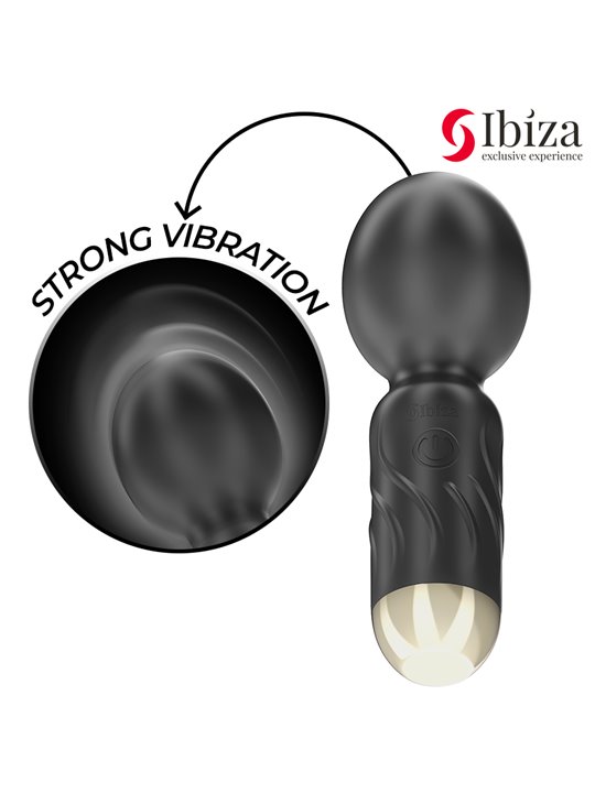 Ibiza Pocket Wand - Mini Vibratore a Bacchetta in Silicone Nero