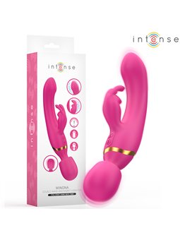 Intense Winona - Double Wand and Rabbit Vibrator in Fuchsia Silicone