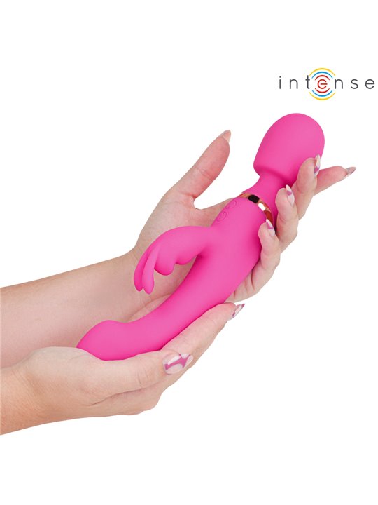 Intense Winona - Double Wand and Rabbit Vibrator in Fuchsia Silicone