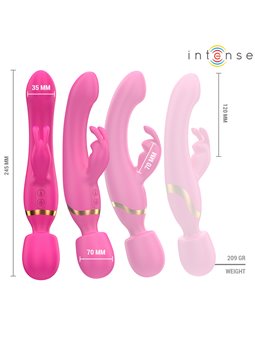Intense Winona - Double Wand and Rabbit Vibrator in Fuchsia Silicone
