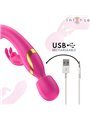 Intense Winona - Double Wand and Rabbit Vibrator in Fuchsia Silicone