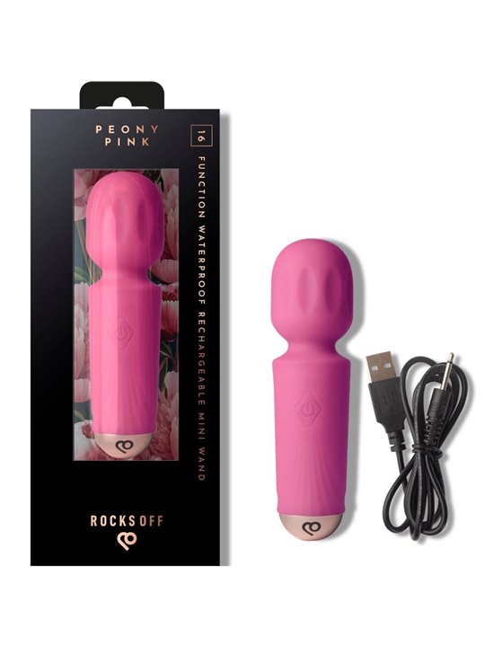 Rocks-Off Peony Pink - Mini Silicone WAND Vibrator 11.5 cm