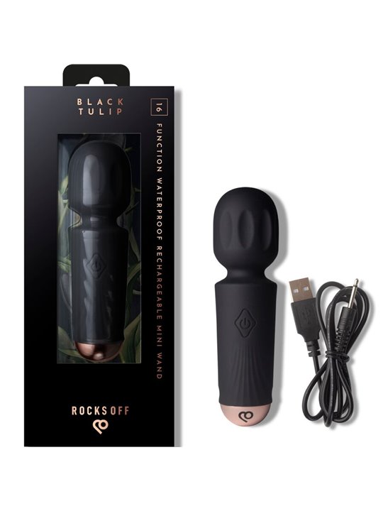 Rocks-Off Black Tulip - Mini Vibratore WAND in Silicone 11,5 Cm