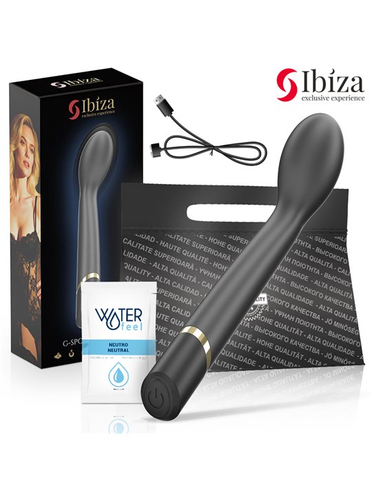 Ibiza - Black Silicone G-Spot Vibrator with Curved Head 20.5 cm
