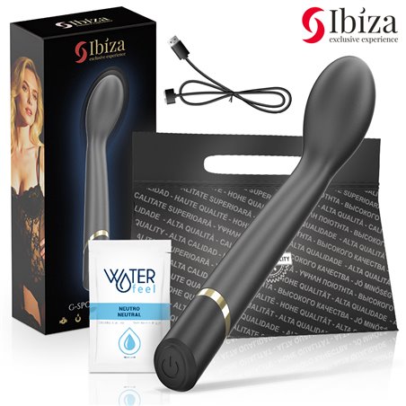 Ibiza - Vibratore Punto G in Silicone Nero con Testa Curva 20,5 Cm