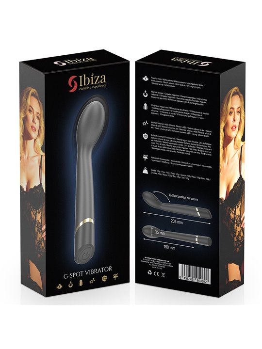 Ibiza - Vibratore Punto G in Silicone Nero con Testa Curva 20,5 Cm