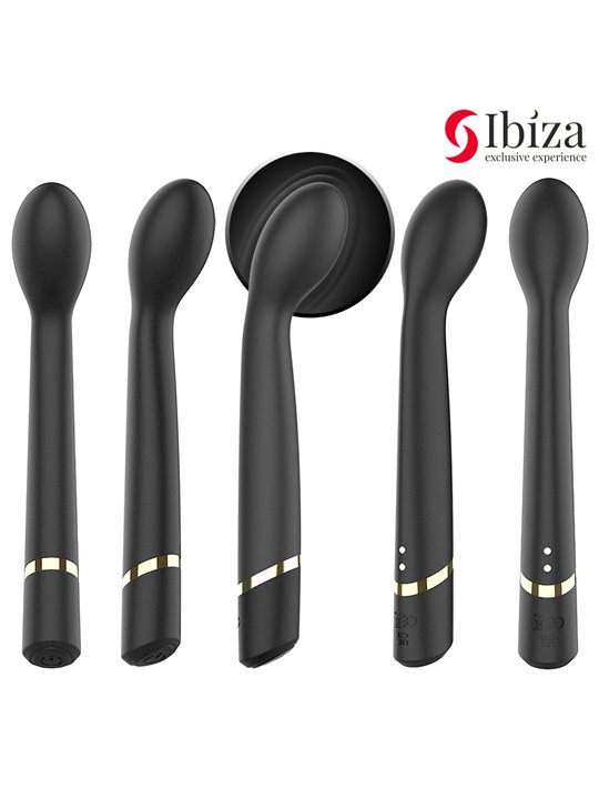 Ibiza - Vibratore Punto G in Silicone Nero con Testa Curva 20,5 Cm