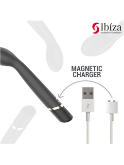 Ibiza - Vibratore Punto G in Silicone Nero con Testa Curva 20,5 Cm