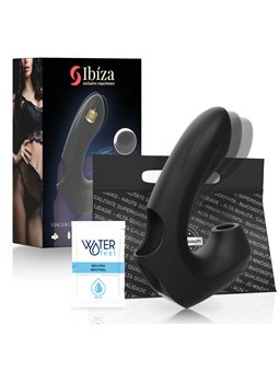Ibiza - Black Silicone Double Finger Clitoral Sucker Vibrator