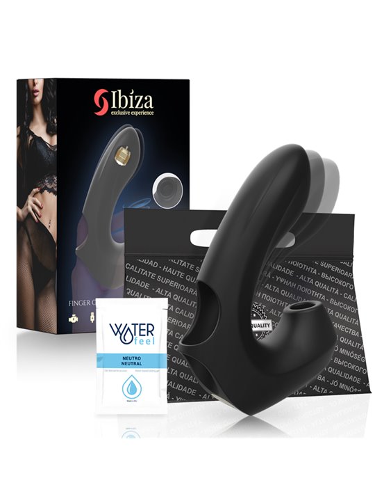 Ibiza - Black Silicone Double Finger Clitoral Sucker Vibrator