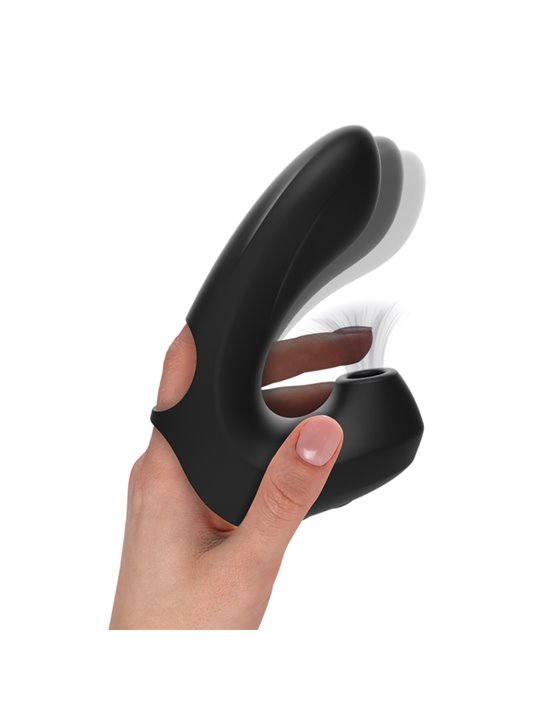Ibiza - Black Silicone Double Finger Clitoral Sucker Vibrator