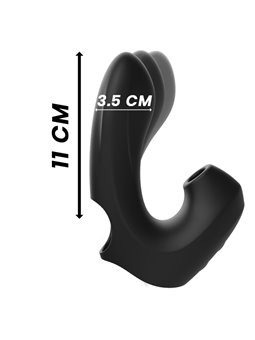 Ibiza - Black Silicone Double Finger Clitoral Sucker Vibrator