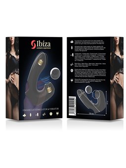 Ibiza - Doppio Vibratore da Dito Succhia Clitoride in Silicone Nero