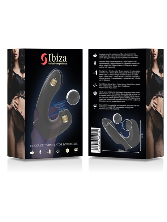 Ibiza - Black Silicone Double Finger Clitoral Sucker Vibrator