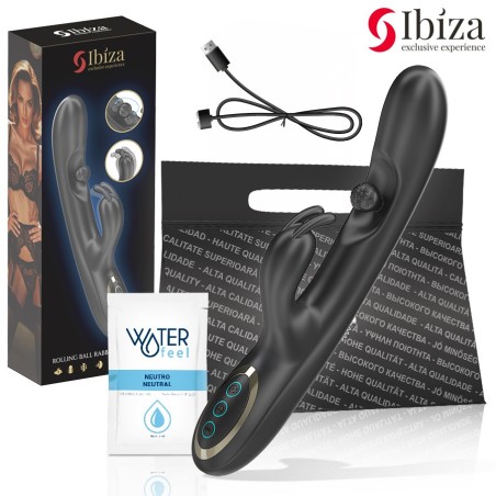 Ibiza Rollin Ball Rabbit - Vibratore con Sfera Rotante in Silicone Nero