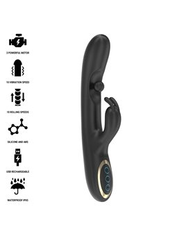 Ibiza Rollin Ball Rabbit - Vibratore con Sfera Rotante in Silicone Nero