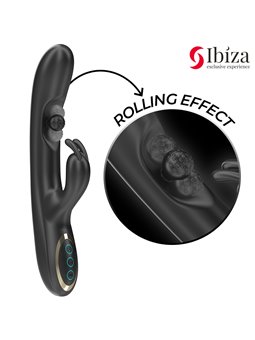 Ibiza Rollin Ball Rabbit - Vibratore con Sfera Rotante in Silicone Nero