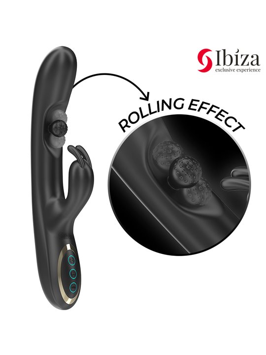 Ibiza Rollin Ball Rabbit - Vibratore con Sfera Rotante in Silicone Nero