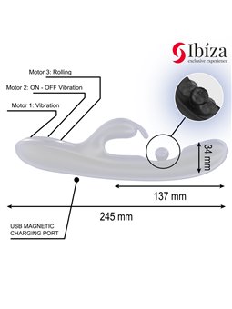 Ibiza Rollin Ball Rabbit - Vibratore con Sfera Rotante in Silicone Nero