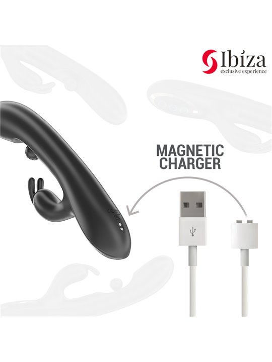 Ibiza Rollin Ball Rabbit - Vibratore con Sfera Rotante in Silicone Nero