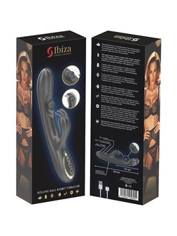 Ibiza Rollin Ball Rabbit - Vibratore con Sfera Rotante in Silicone Nero