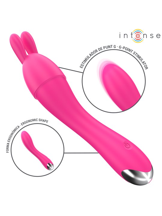 Intense Cher - Vibratore in Silicone Fucsia con Testine Intercambiabili