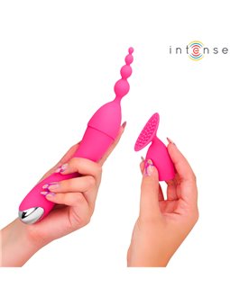 Intense Cher - Vibratore in Silicone Fucsia con Testine Intercambiabili