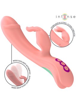 Intense Rachel - Vibratore Rabbit Oscillante in Silicone Rosa 23 Cm