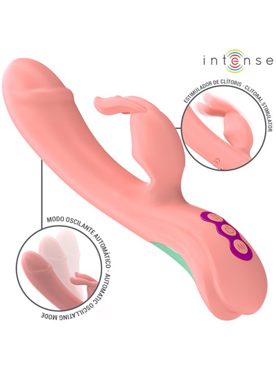 Intense Rachel - Pink Silicone Oscillating Rabbit Vibrator 23 cm