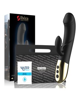 Ibiza - Vibratore Rabbit HI-TECH in Silicone Nero con Funzione Calore
