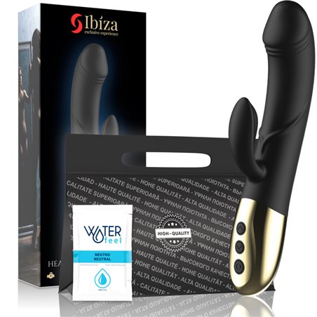 Ibiza - Vibratore Rabbit HI-TECH in Silicone Nero con Funzione Calore